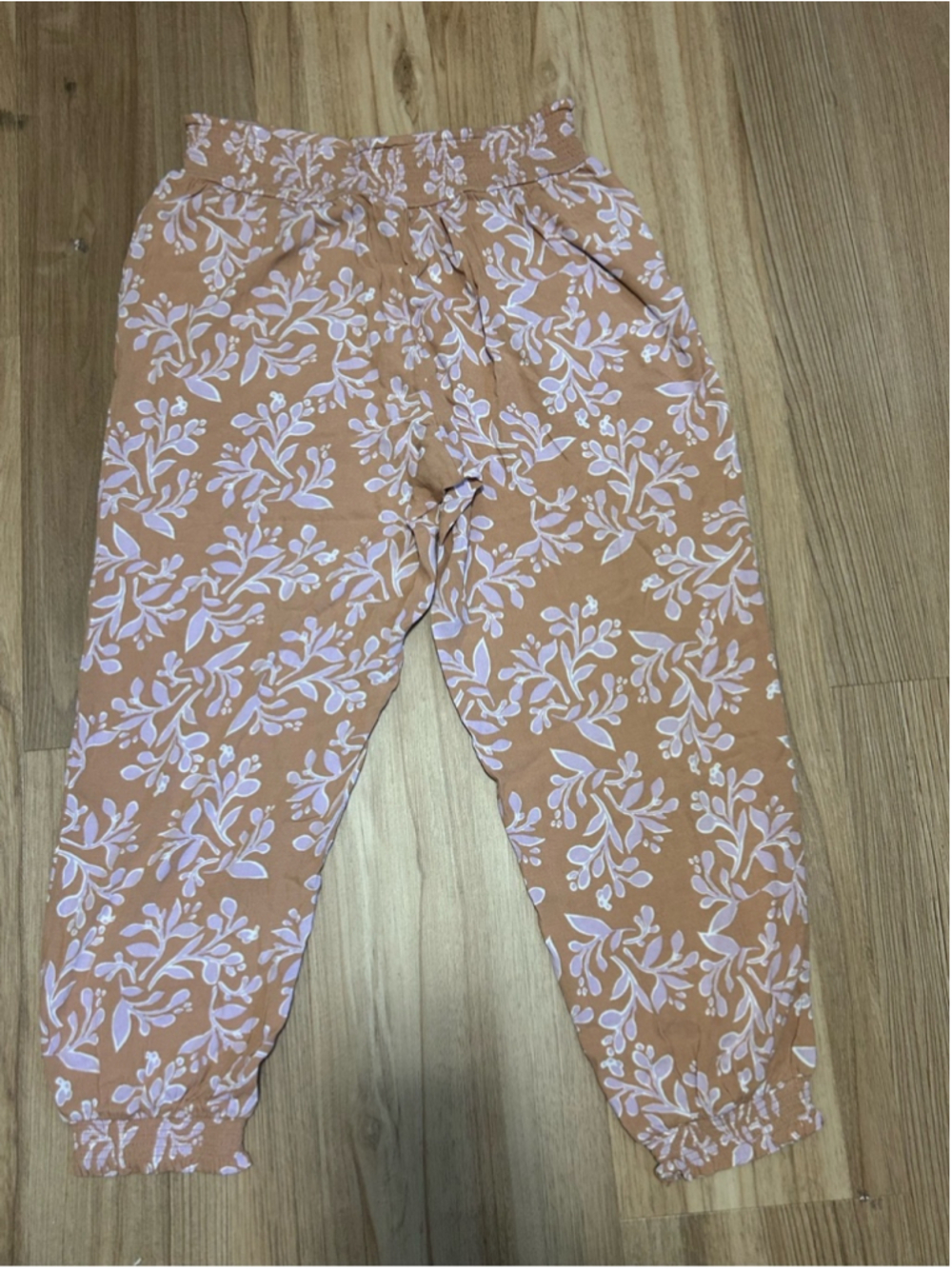Women’s Floral Jogger Pants Size Medium Peach Pink Boho Elastic Waist Lightweigh - Picture 5 of 6
